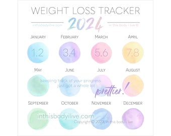 Weight Loss Tracker 2024 | Instagram Weight Tracker | Digital Download | Over the Rainbow