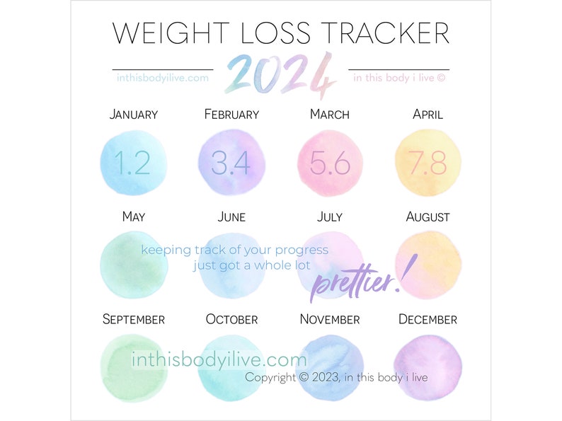 Weight Loss Tracker 2024 Instagram Weight Tracker Digital Download Over the Rainbow image 1