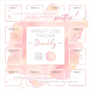 Weekly Weight Loss Tracker Weight Loss Journal Digital Download Coral Splash Bild 1