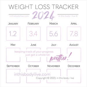 Weight Loss Tracker 2024 Weight Loss Planner Digital Download Minimal Purple image 1