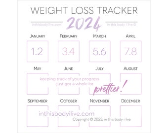 Weight Loss Tracker 2024 | Weight Loss Planner | Digital Download | Minimal Purple