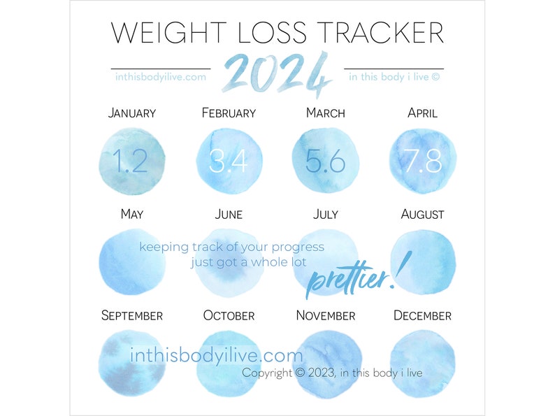 Weight Loss Tracker 2024 Weight Loss Journal Digital Download Blueberries image 1