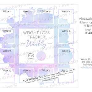 Weekly Weight Loss Tracker Instagram Weight Tracker Digital Download Purple Splash image 3