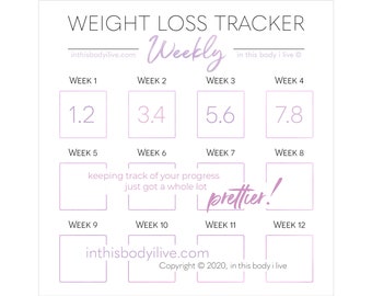 Weekly Weight Loss Tracker | Weight Loss Motivation | Digital Download | Minimal Purple