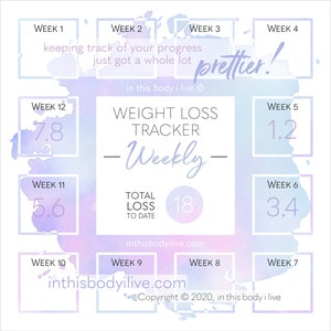 Weekly Weight Loss Tracker Instagram Weight Tracker Digital Download Purple Splash image 1