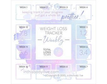 Weekly Weight Loss Tracker | Instagram Weight Tracker | Digital Download | Purple Splash