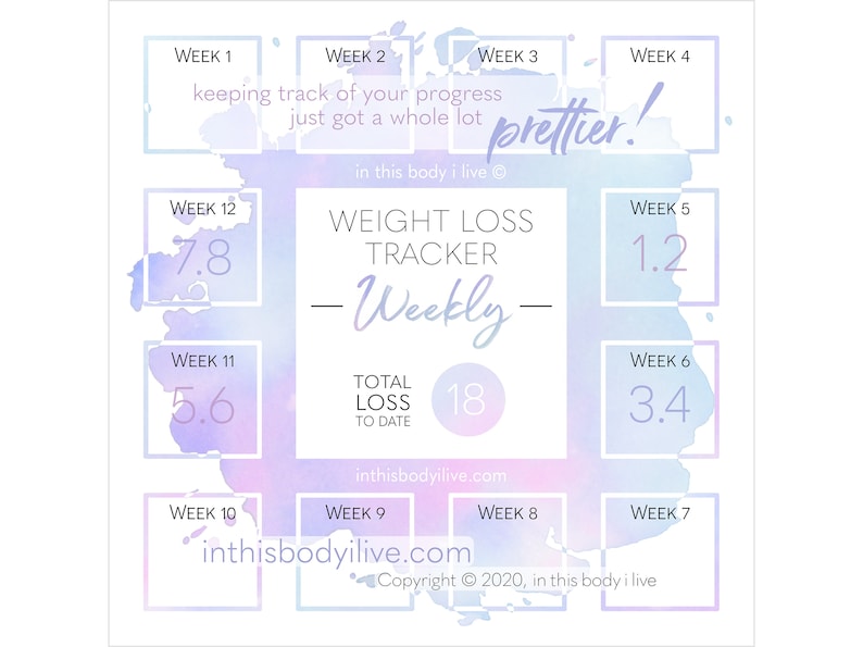 Weekly Weight Loss Tracker Instagram Weight Tracker Digital Download Purple Splash image 1