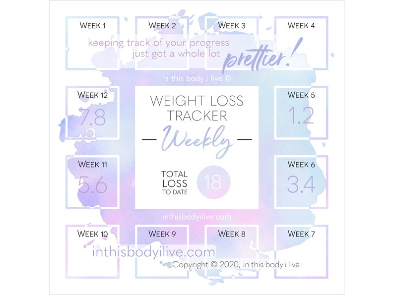 Weekly Weight Loss Tracker Instagram Weight Tracker Digital Download Purple Splash image 1