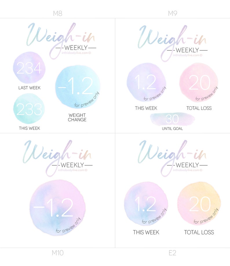 Mega Pack Weigh-in, Progress Goals Weight Loss Tracker Digital Download Over the Rainbow image 5