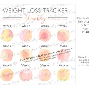 Weekly Weight Loss Tracker Weightloss Journal Digital Download Life's Peachy image 3