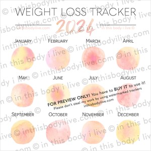 Weight Loss Tracker 2024 Weight Loss Planner Digital Download Life's Peachy immagine 3