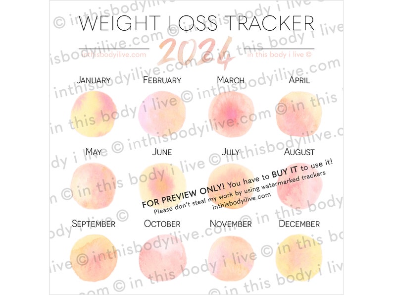 Weight Loss Tracker 2024 Weight Loss Planner Digital Download Life's Peachy immagine 3