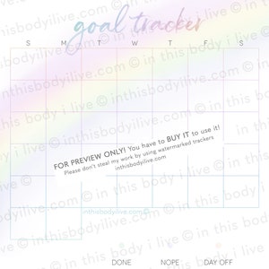 Daily Goal Tracker Goal Calendar Digital Download Printable Over the Rainbow image 3