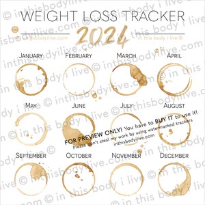 Weight Loss Tracker 2024 Weight Loss Template Digital Download Coffee Break image 3