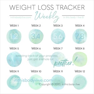 Weekly Weight Loss Tracker Weight Loss Template Digital Download Under the Sea-Green image 1