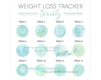 Weekly Weight Loss Tracker | Weight Loss Template | Digital Download | Under the Sea-Green