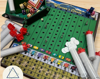 Bundle up! Magnetic Horse Race Board Game: Pewter Horses, Family Game Night