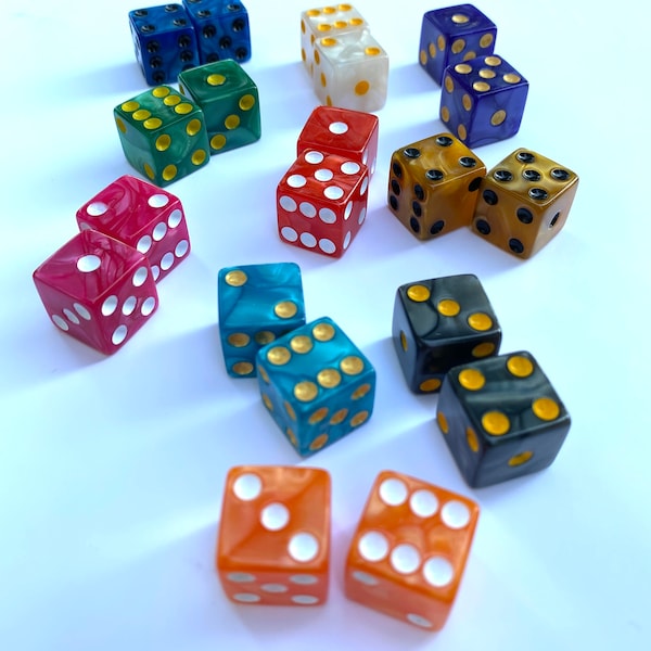 10 sets of dice - pearlized standard size, square edge