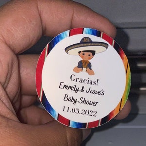 Baby shower charro stickers, mexican theme sticker
