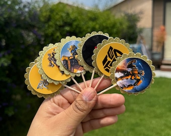 Transformers Bumblebee Cupcake Toppers: Birthday Party Decorations