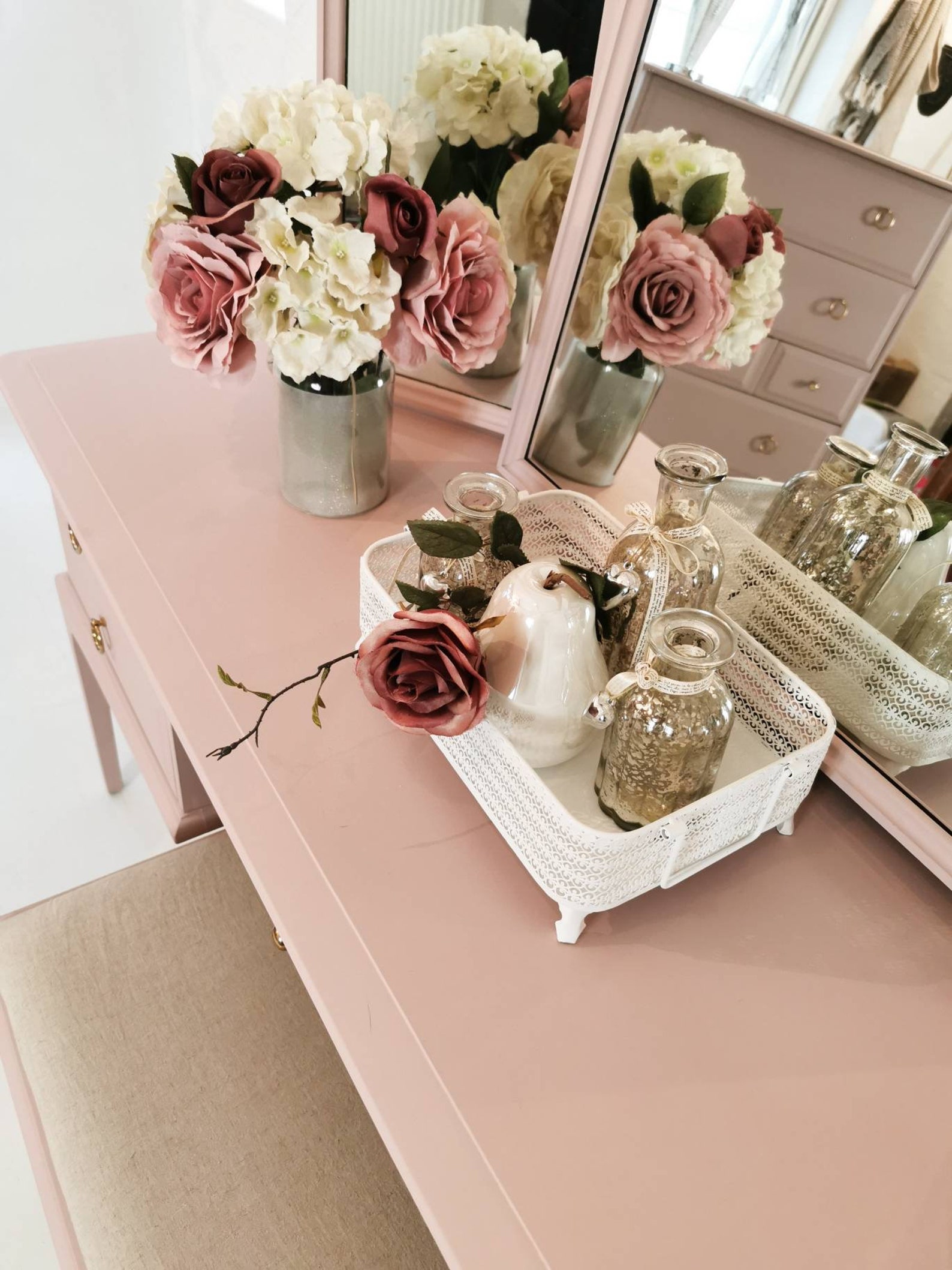 Dusky Pink Stag Dressing Table Triple Mirror & Stool Etsy