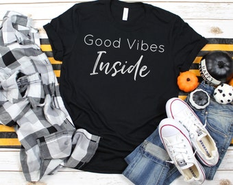 Good Vibes Inside, Camisa de buen rollo, camisa retro, camisa de amabilidad, camisa vintage, camisa inspiradora, camisa de paz, linda camisa boho