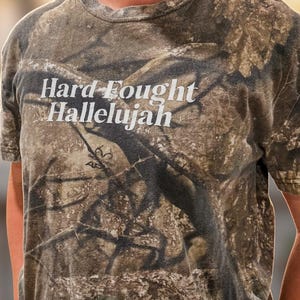 Hard Fought Hallelujah Shirt | Verweerde camouflage western graphic tee