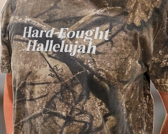 Hard Fought Hallelujah Shirt | Distressed Camo Western Graphic Tee