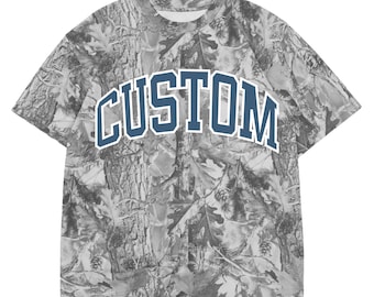 Custom Camo Shirt Varsity Top: Graphic Tee - Heavyweight Cotton - Boxy Crop Top