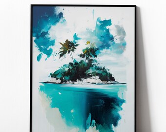 Tropical Scene #12 | Digital PRINTABLE wall art | Modern, Vibrant, Contemporary | Oil and Gouache On Canvas | #0151