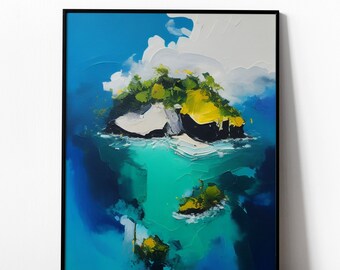 Tropical Scene #14 | Digital PRINTABLE wall art | Modern, Vibrant, Contemporary | Oil and Gouache On Canvas | #0153