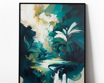 Tropical Scene #09 | Digital PRINTABLE wall art | Modern, Vibrant, Contemporary | Oil and Gouache On Canvas | #0148