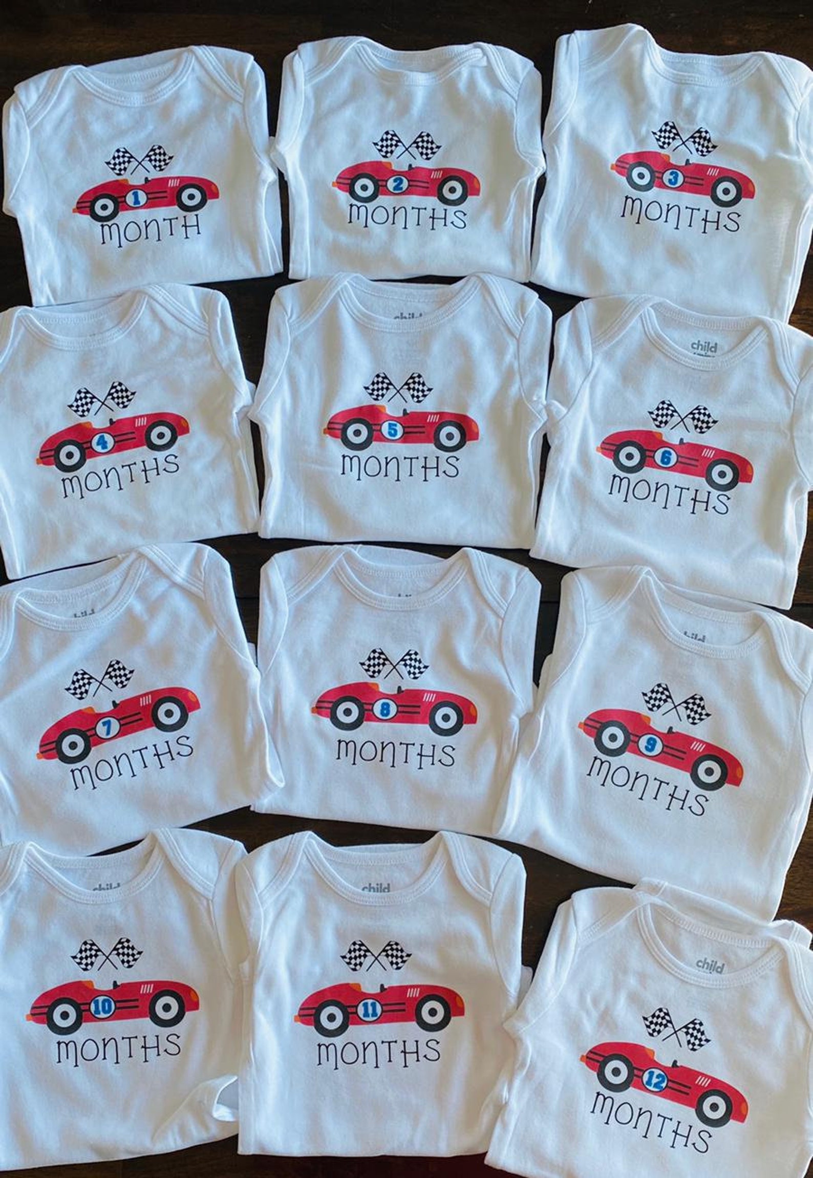 Baby Race Car Onesies Milestone Etsy