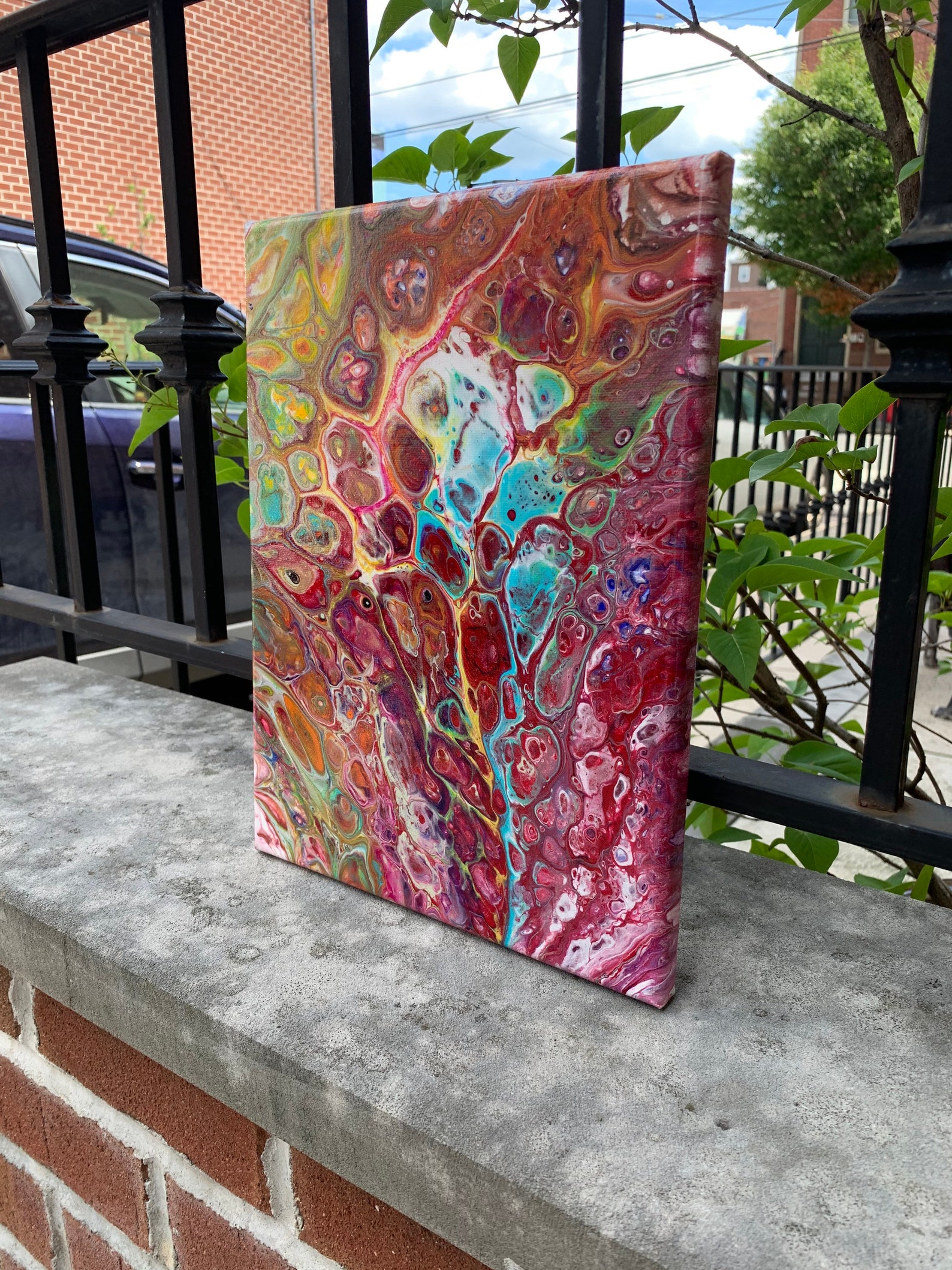 9x12 Stretched Canvas Acrylic Pouring Abstract Art/ Orbs Etsy
