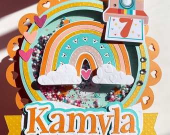 Rainbow cake topper, Boho party decorations, Rainbow party supplies, Retro party centerpiece, Boho Rainbow cake topper