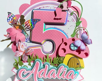 Fairy Garden Cake Topper: Custom Birthday Party Decoration