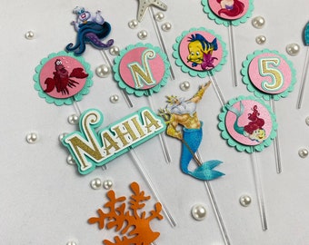 Little mermaid cupcake topper, Little mermaid party decorations, little mermaid centerpiece