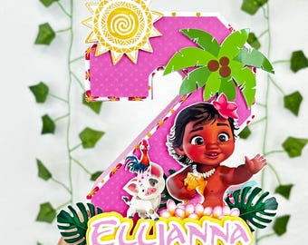 Moana Cake Topper: 3D Letter, Party Centerpiece