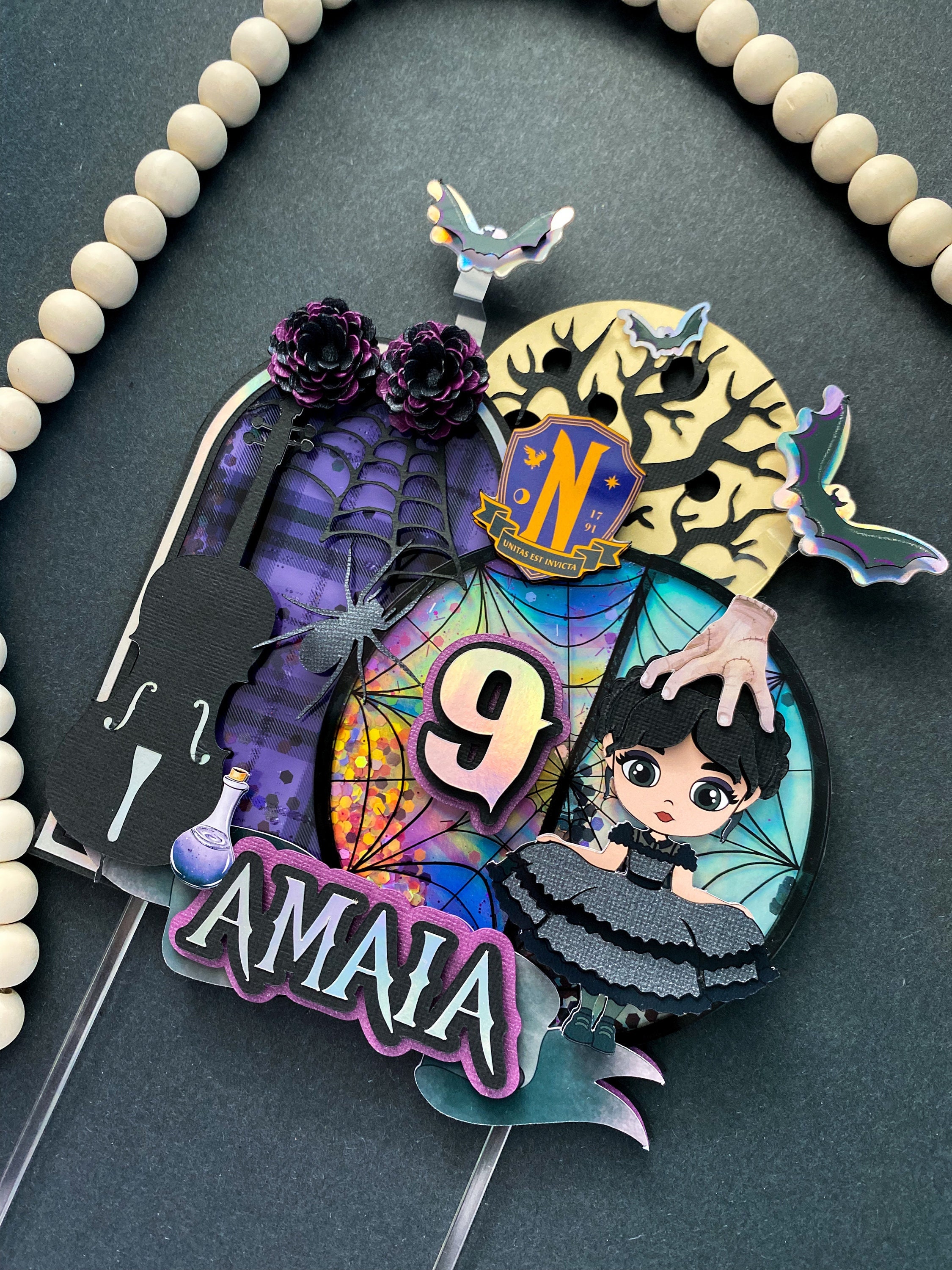 Wednesday cake topper Wednesday birthday party Addams family wednesday party decorationswednesday banner Spooky Halloween