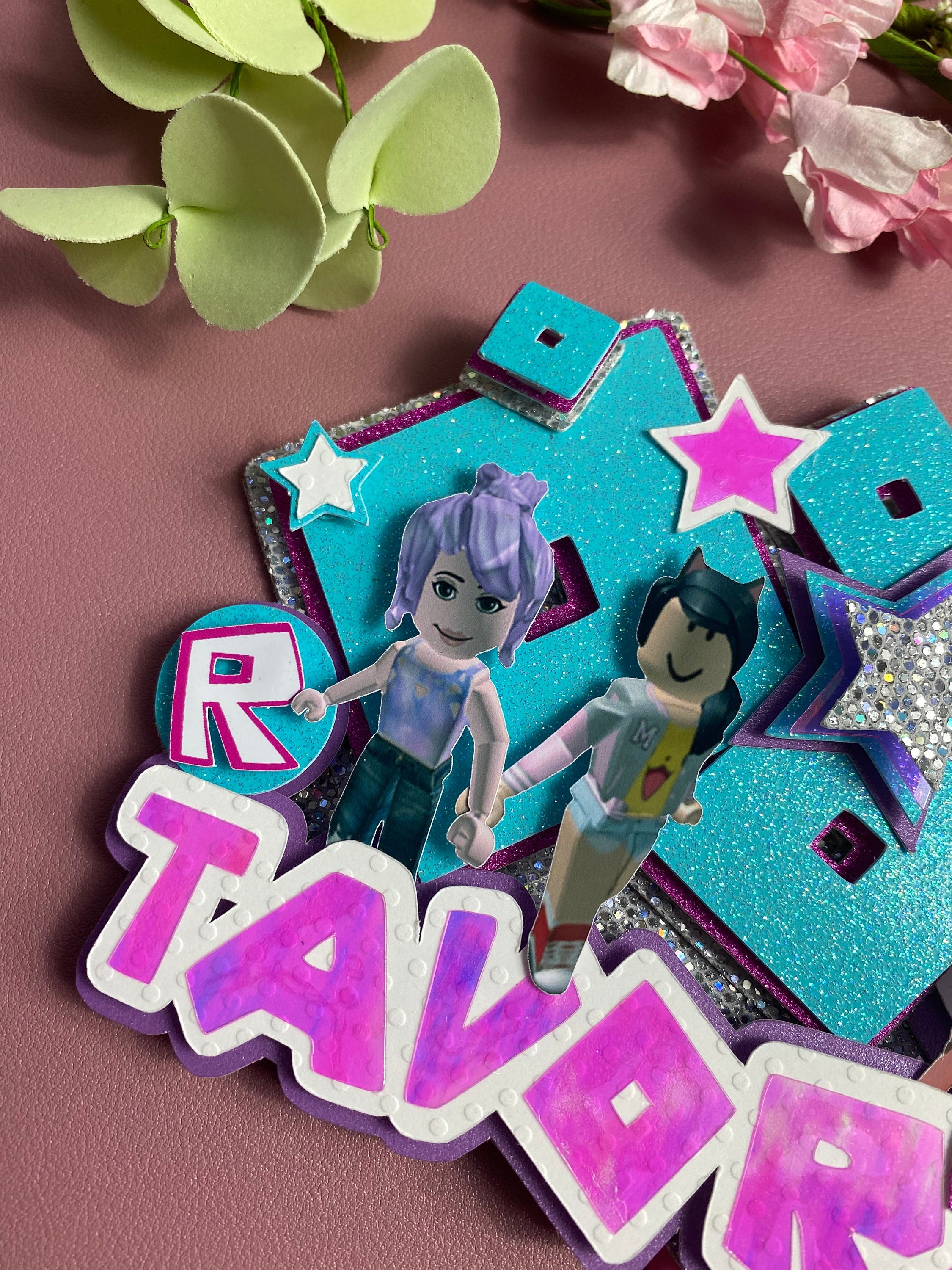 Girl Roblox cake topper cake topper for girls pink roblox Etsy