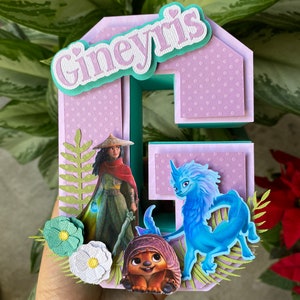 Letras 3D de Raya, decoraciones para fiestas de Raya, suministros para fiestas de Raya y el último dragón, centro de mesa de Raya