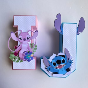 Angel & Stitch 3D letters, Stitch Party decorations, Stitch and angel gender reveal party supplies, Angel and Stitch center piece