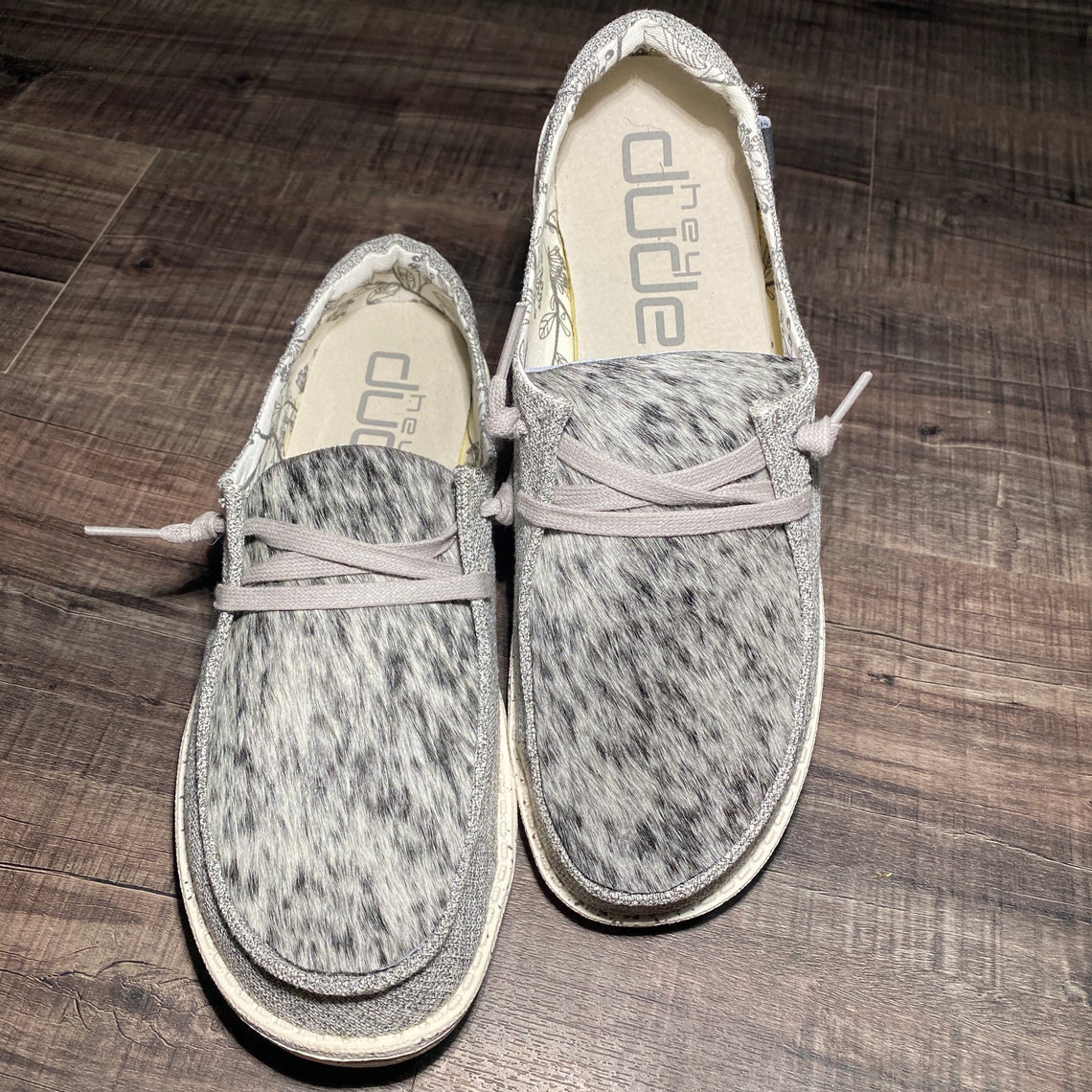 Mens Custom Cowhide Hey Dude Shoes | Etsy