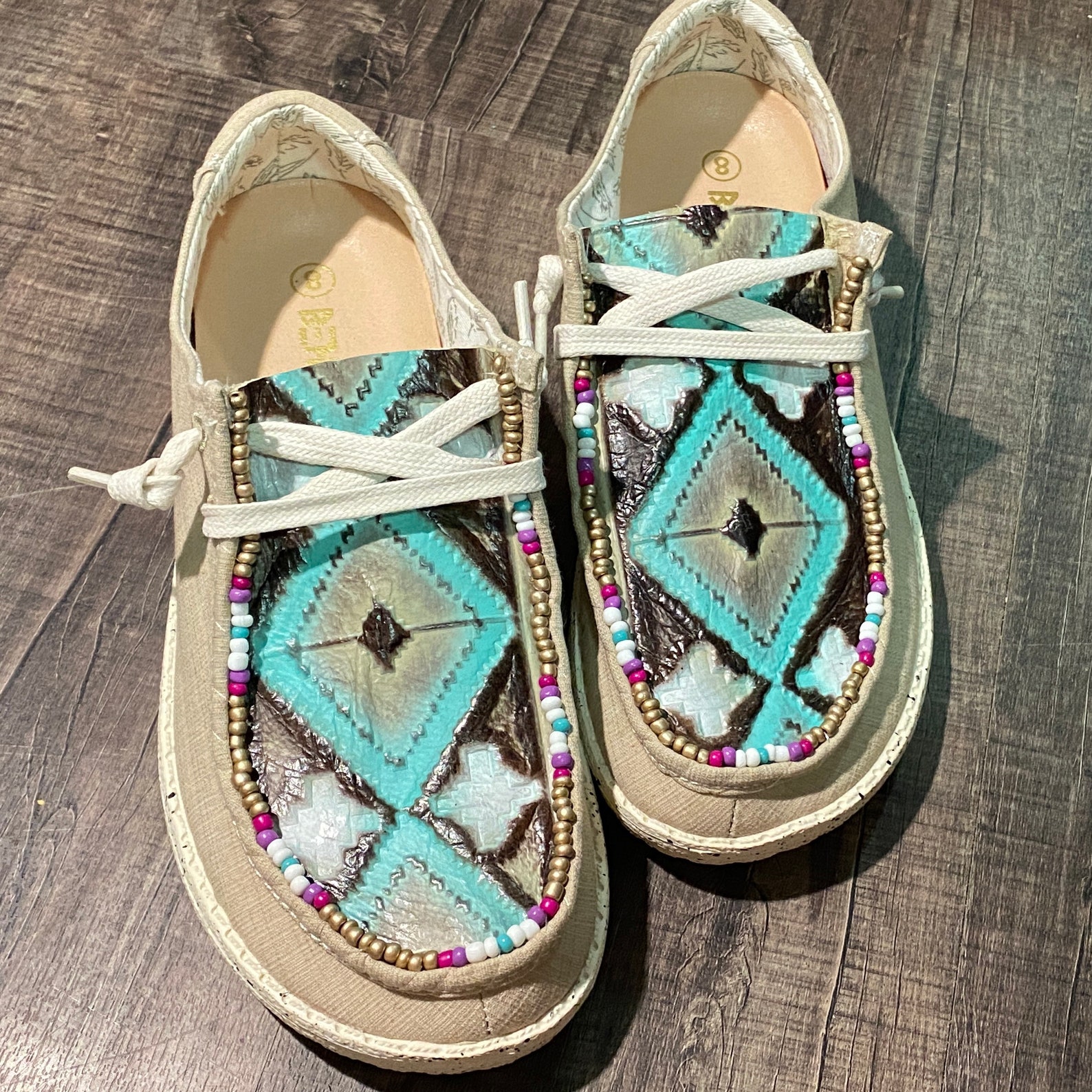 Ready To SHIP Custom OffBrand Hey Dude Style Shoes Beaded Etsy