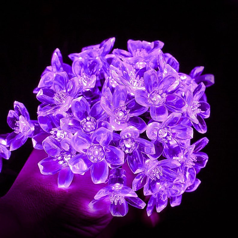 Purple Cherry Blossom Flower Lights Hanging String Lights Etsy