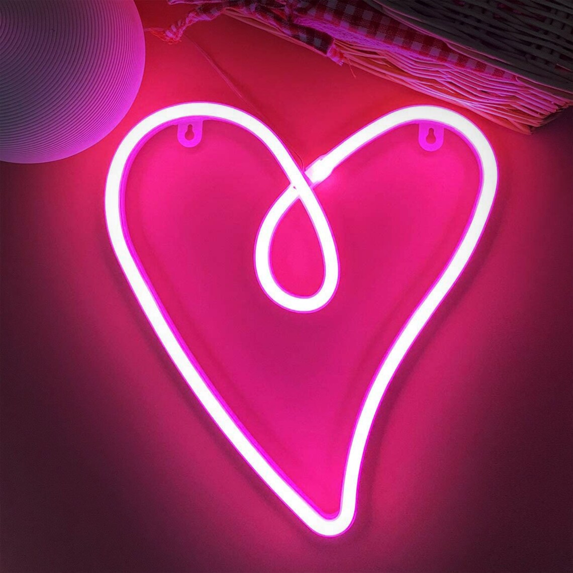Led Neon Sign Pink Heart Neon Led Sign Pink Heart Neon Wall | Etsy