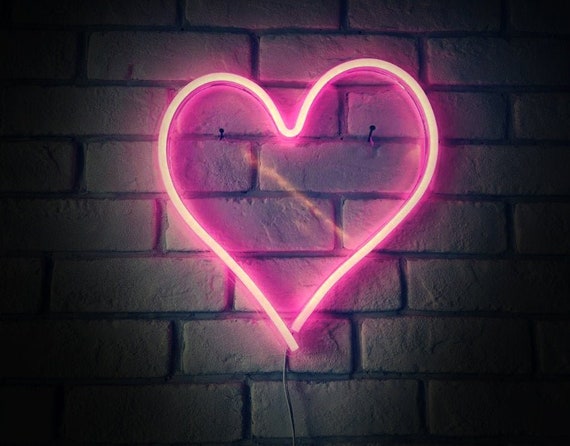 Led Neon Sign Large Pink Heart Neon Led Sign Love Heart Neon | Etsy