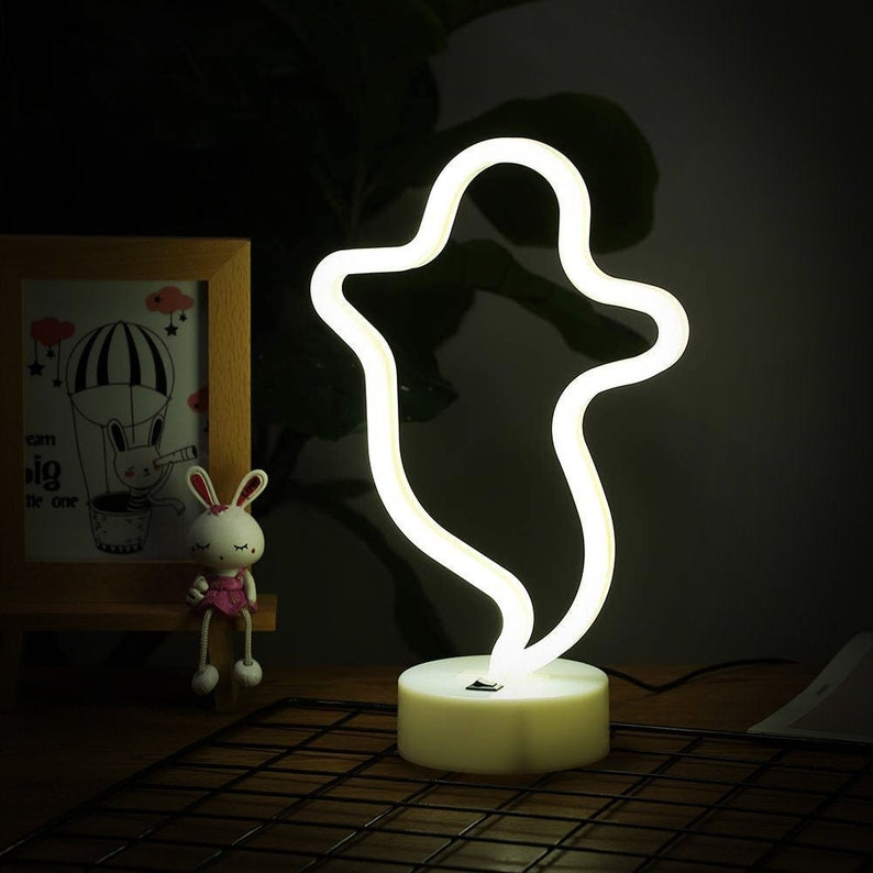 ghost shaped LED sign lamp Halloween dorm decor idea