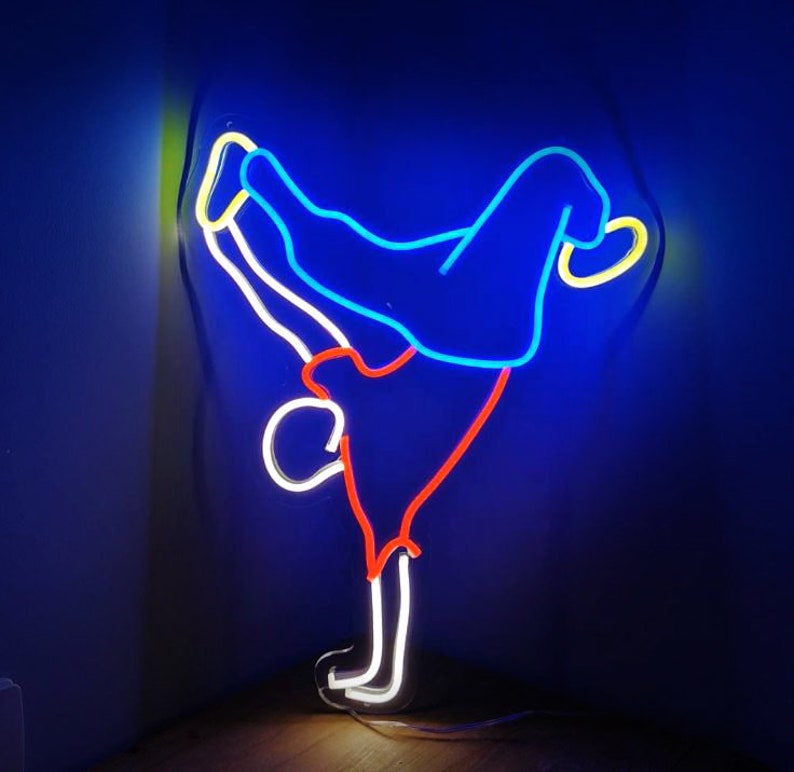 Led Neon Sign Breakdancing Neon Led Sign Dancing Neon Wall Etsy