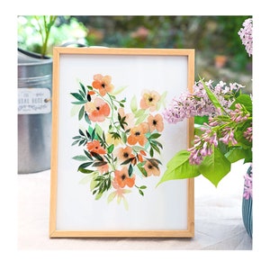 Affiche aquarelle Fleurs orangées